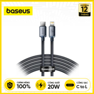 Cáp Sạc BASEUS Crystal Shine USB-C to Lightning 1.2M 20W