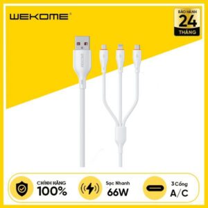 Cáp Sạc WEKOME WDC-C4 3-IN-1 66W QIN PVC