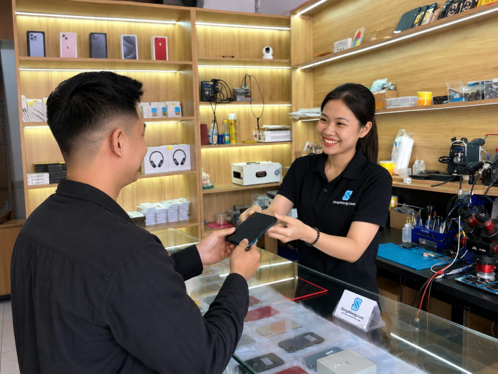 Khách hàng mua sắm & sửa chữa tại Sang Di Động